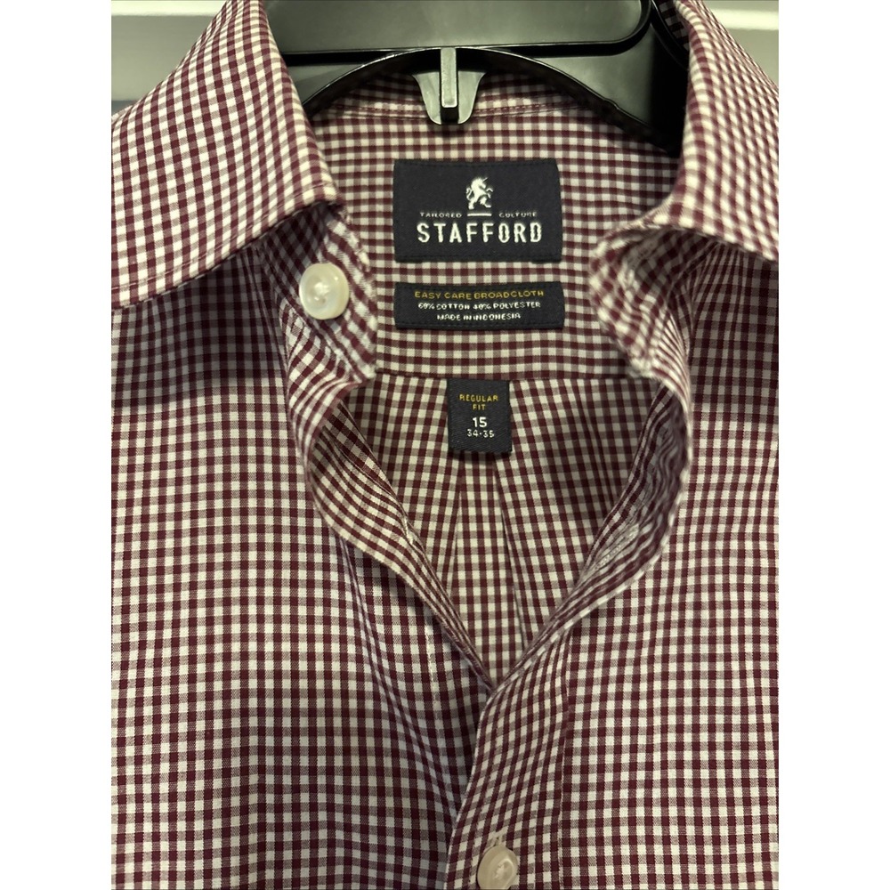 Stafford Travel Button‎ Up Shirt Mens 15 34/35 Long Sleeve Mixed Plaid Lot Of 4 - Picture 7 of 9